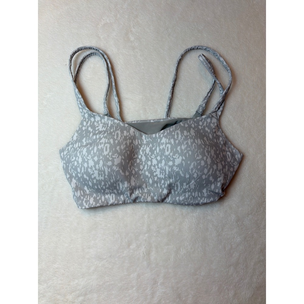Avia Womens Grey White Abstract Print Sports Bra Double Straps Size M